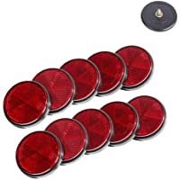 TAEUTO 10 x Catadioptrico Redondo Rojo Remolque- Catadioptrico Redondo Remolque Apriete de Tornillo Soporte de Fijación…